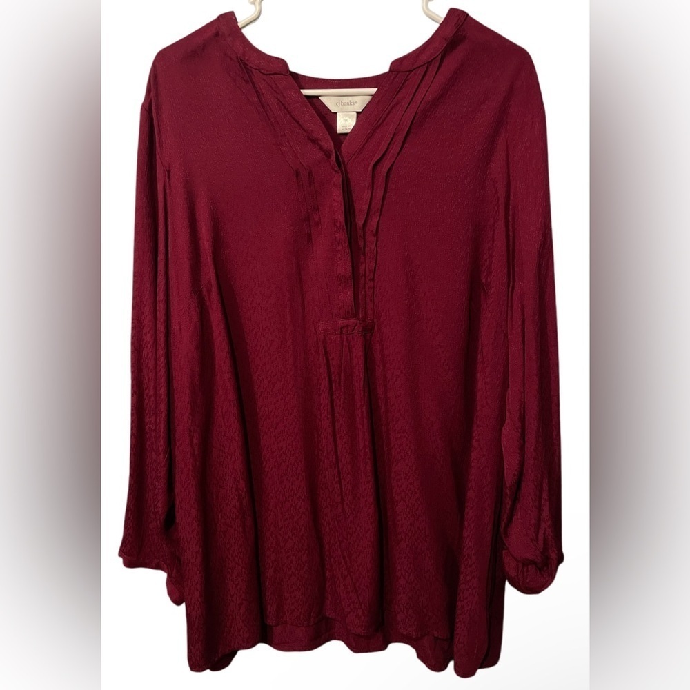 CJ banks long sleeve for women color:red size:1X